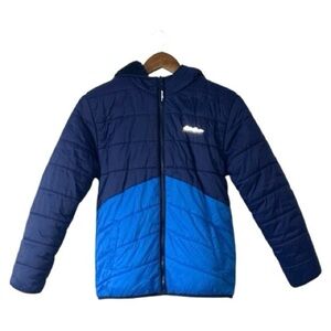 Eddie Bauer Winter Coat Jacket Blue Reversible Fleece Nylon Warm Boy Large 14/16